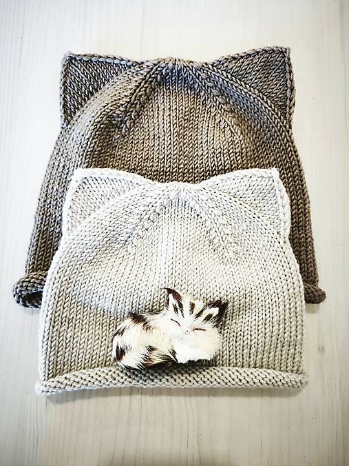 Detské čiapky - Merino čiapočka mačiatko - 17719597_