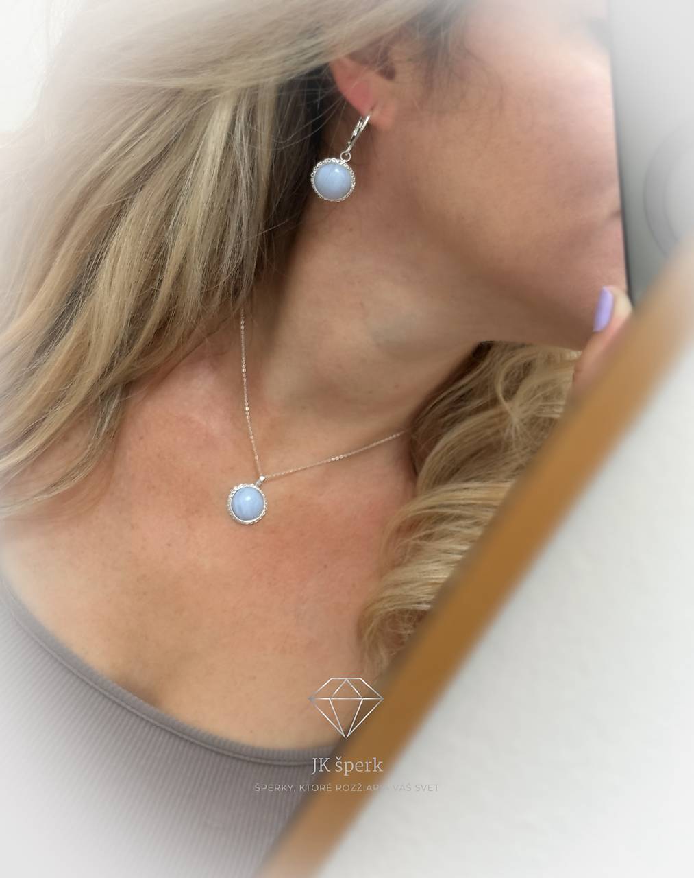 Strieborná 925/1000 súprava s chalcedónom