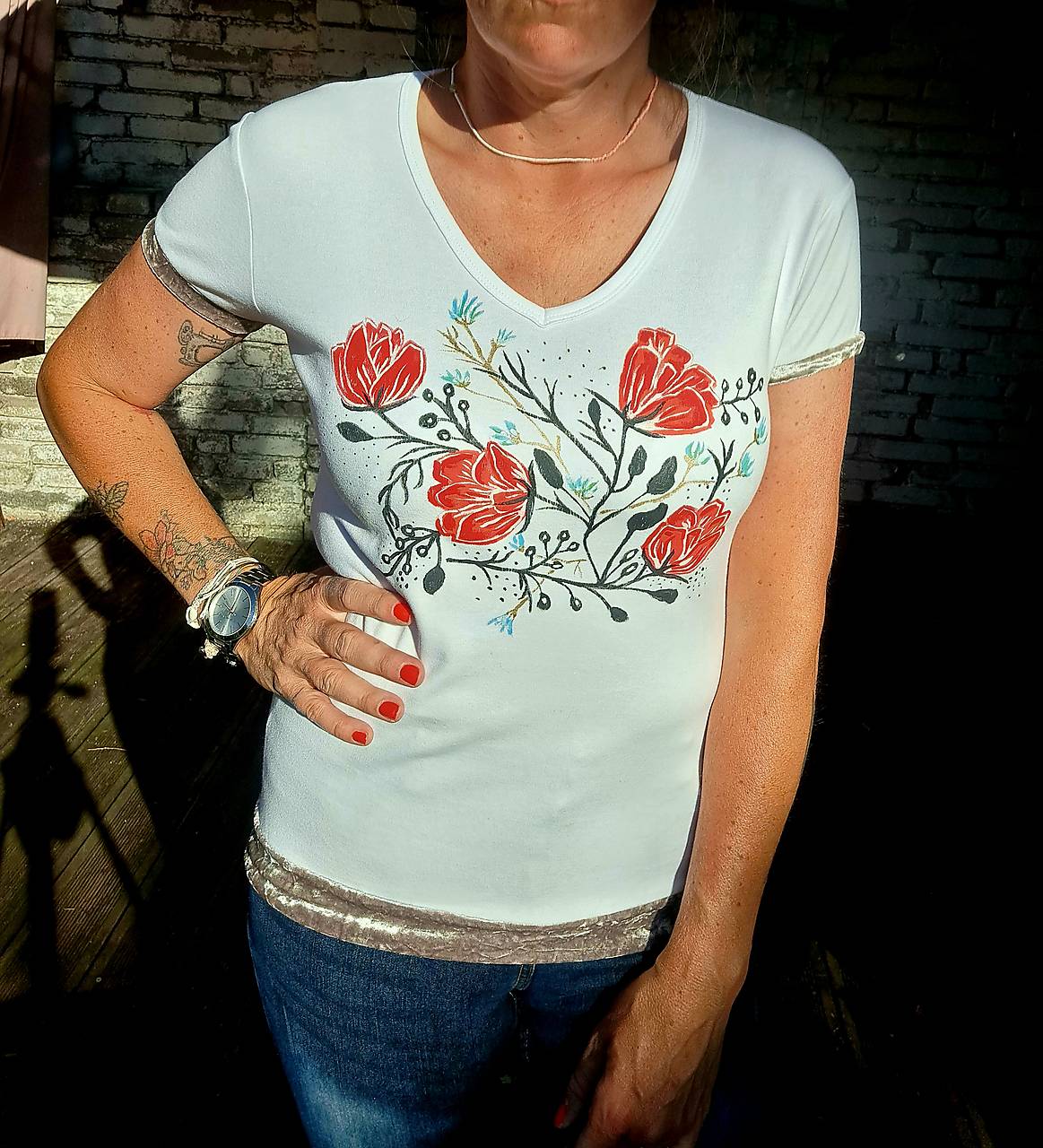 Tričko malované folk 