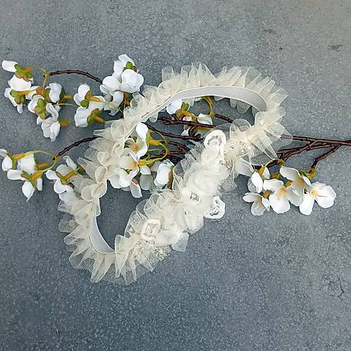 Spodná bielizeň - Ivory Flower Lace... svatební podvazek - 17722646_