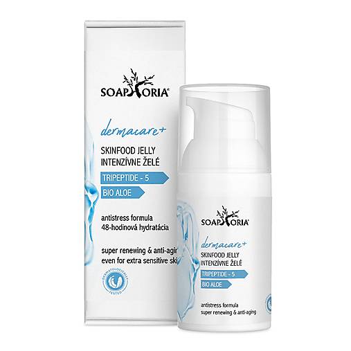 Pleťová kozmetika - DERMACARE+ Tripeptide Skinfood Jelly superhydratačné želé: obnova, omladenie, antistress pleti - 17720966_