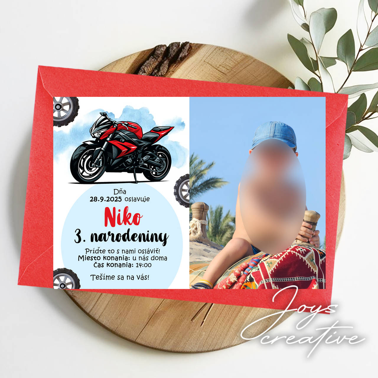 Narodeninová ozvánka pre chlapčeka s motorkou