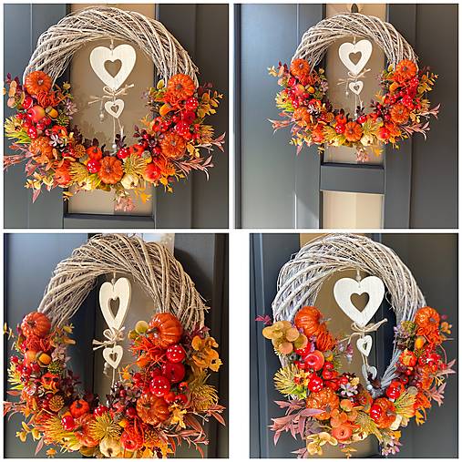 Jesenný veniec na prútenom základe 38cm dekorácia na dvere Venček J3