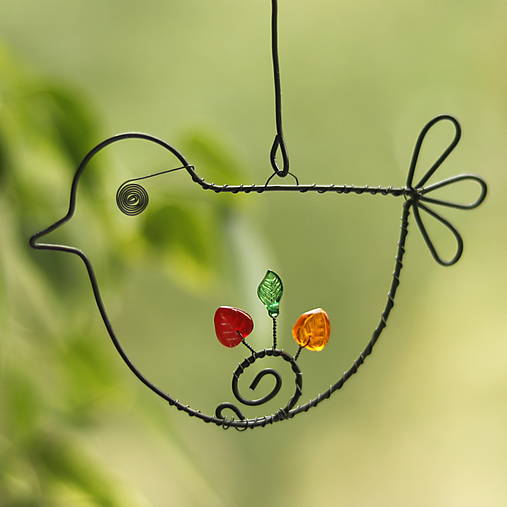 Dekorácie - jesenný vtáčik na zavesenie - 17723505_