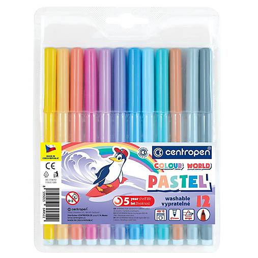Fixky pre deti, CENTROPEN, vyprateľné (sada 12 ks, pastel)