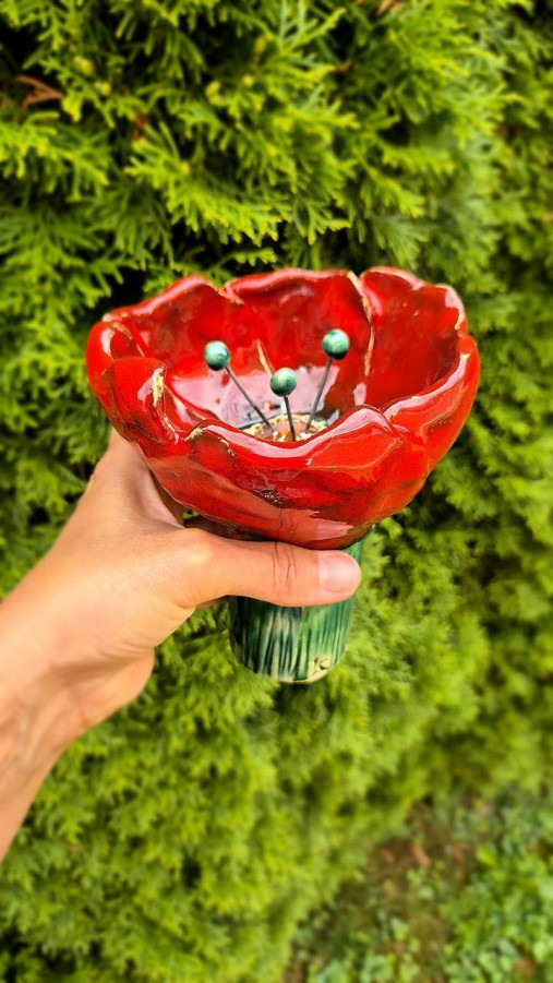 Dekorácie - Keramické napájadlo mak. - 17723766_