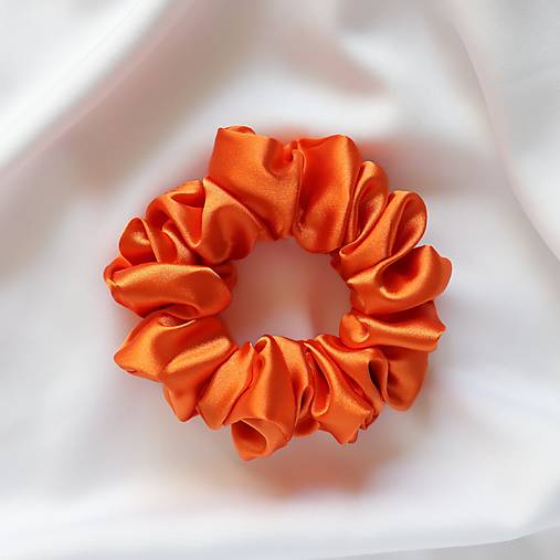 Ozdoby do vlasov - Saténová scrunchie | CLASSIC (Oranžová) - 17723565_