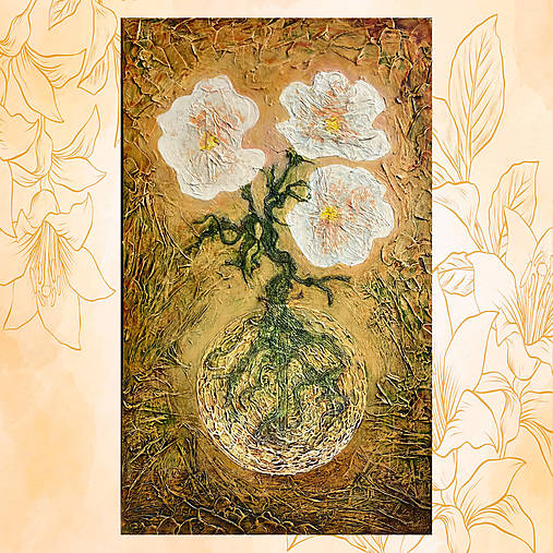 Obrazy - Biele kvety_55x35,5 - 17724362_