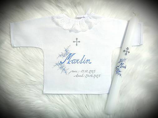 Detské oblečenie - set na krst / krstová súprava / košieľka + sviečka - 17725059_