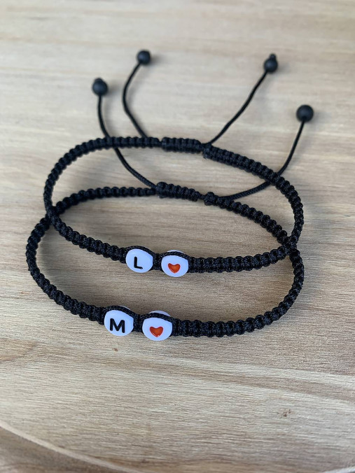 Náramky - partnerské náramky s iniciálmi (partnerské náramky) - 17723488_