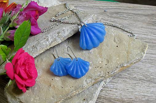 Sady šperkov - Sada šperkov Modré mušle - chirurgická oceľ, č. 4318 - 17725964_