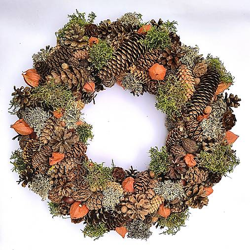 Dekorácie - Väčší prírodný šiškový veniec - 17726616_