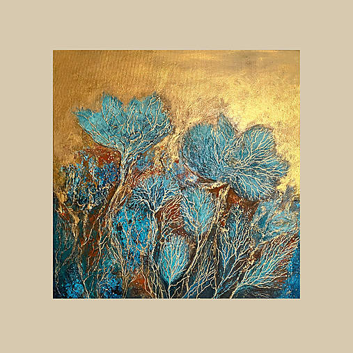 Obrazy - Tyrkysová lúka_abstrakcia 60x60 - 17727696_