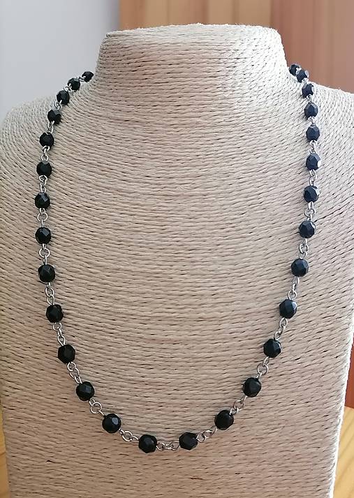 Náhrdelníky - Náhrdelník - čierne brúsené korálky - chirurgická oceľ  - 17728190_