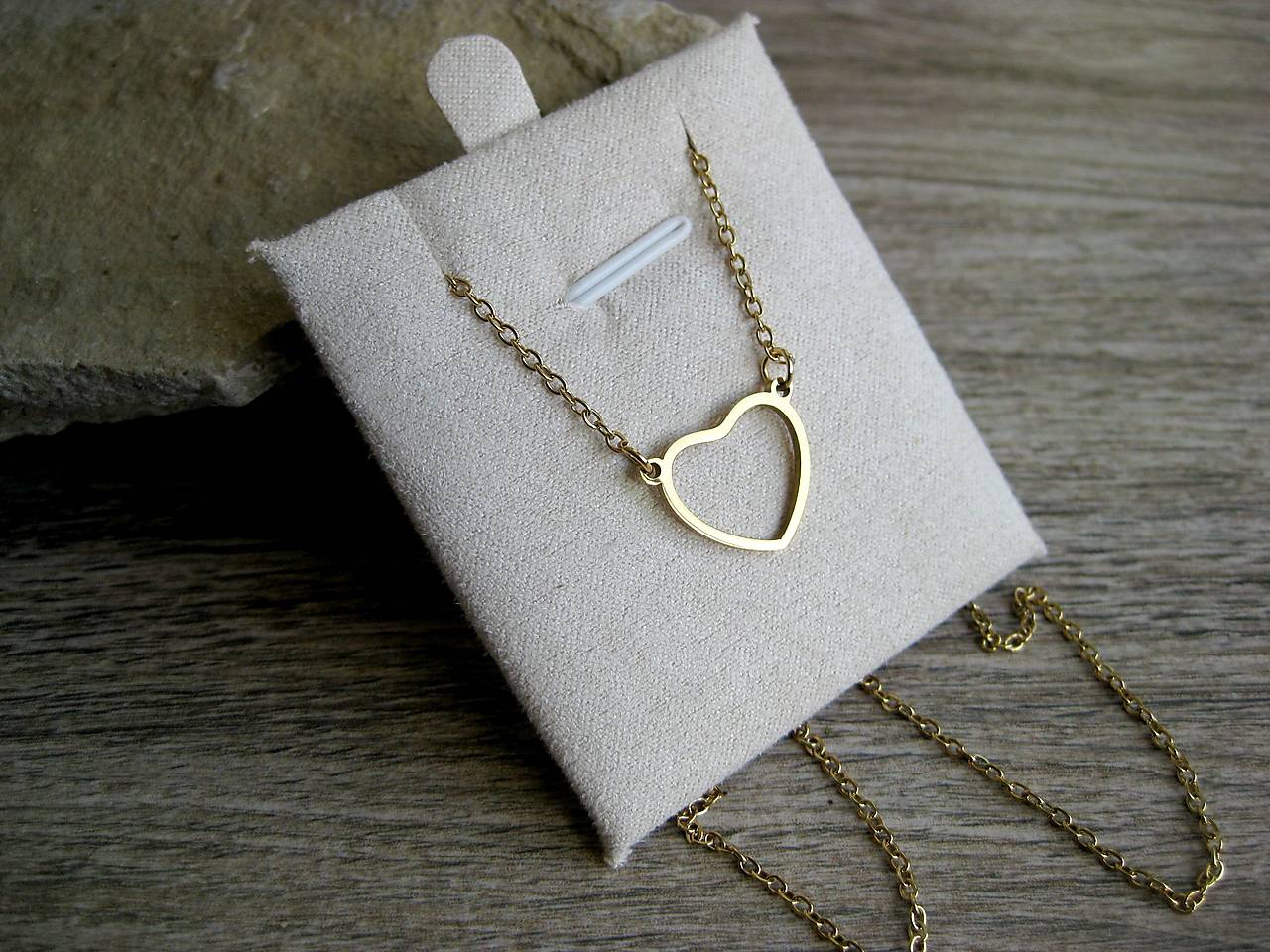 Nerezová retiazka Srdce (farba zlatá)