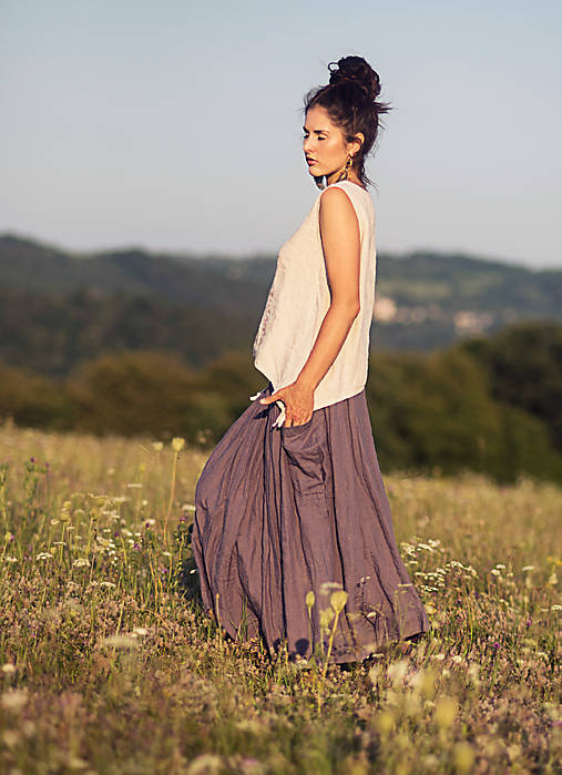 Sukne - Sukně s kapsami - tmavě šedofialová - 17728170_