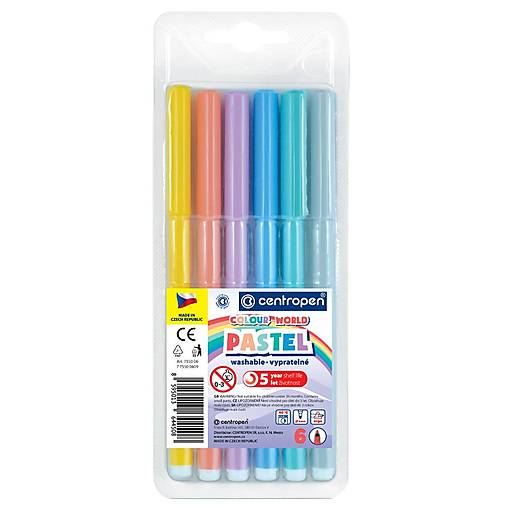 Fixky pre deti, CENTROPEN, vyprateľné (sada 6 ks, pastel)
