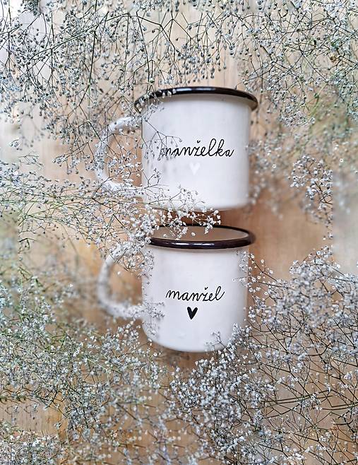 Nádoby - Svadobné hrnčeky Manžel & Manželka - 17730561_