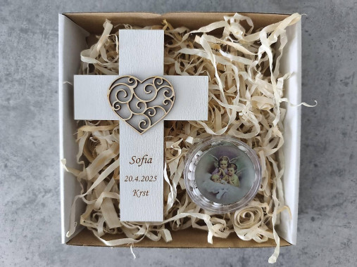 Dekorácie - Darček ku krstu Set krížik a ruženec - 17731572_