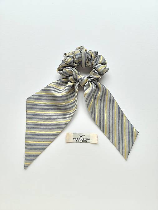 Maxi scrunchie hodvábna (Sivo-žltá)