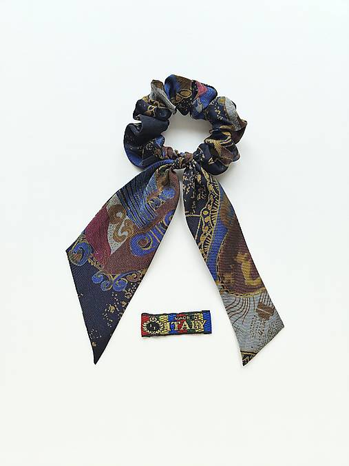 Maxi scrunchie hodvábna (Modro-čierna)