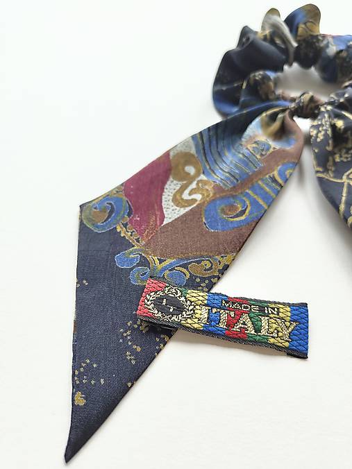 Maxi scrunchie hodvábna (Modro-čierna)