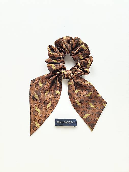 Maxi scrunchie asymetrická (Hnedo-žltá)