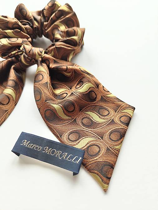 Maxi scrunchie asymetrická (Hnedo-žltá)