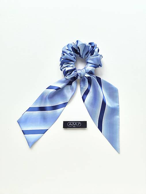 Maxi scrunchie asymetrická (Modrá pásikatá)