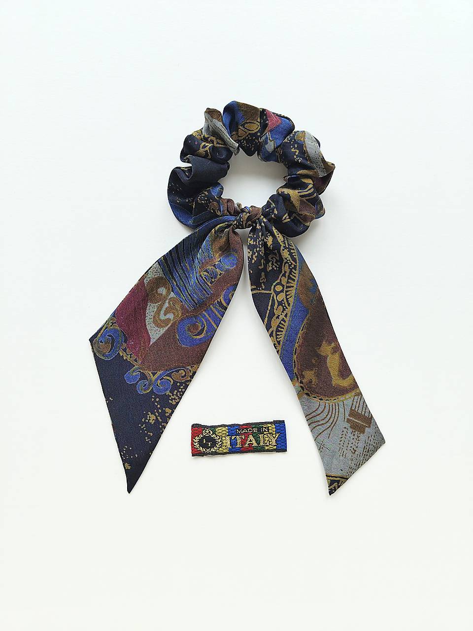 Maxi scrunchie hodvábna (Modro-čierna)