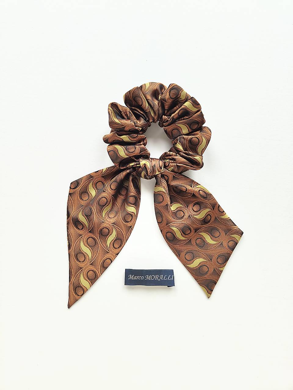 Maxi scrunchie asymetrická (Hnedo-žltá)
