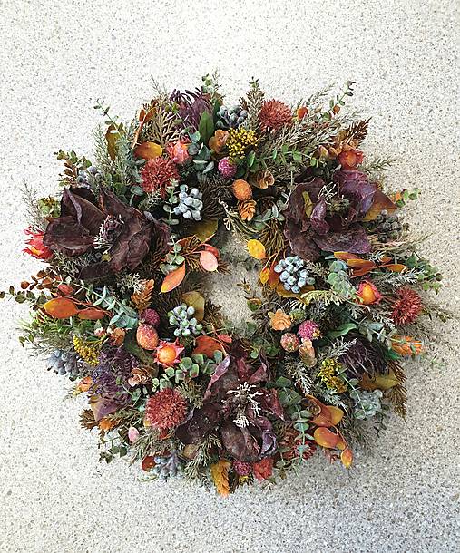 Dekorácie - Hustý jesenný veniec - 17732698_