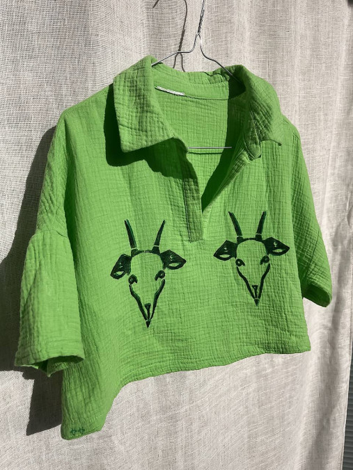 Blúzky a košele - Mušelínová crop košieľka - 17731539_