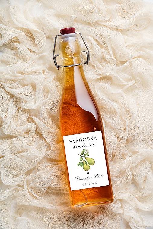 Úložné priestory & Organizácia - Nálepky na svadobnú pálenku 286 ilustrácia hrušky - 17733293_