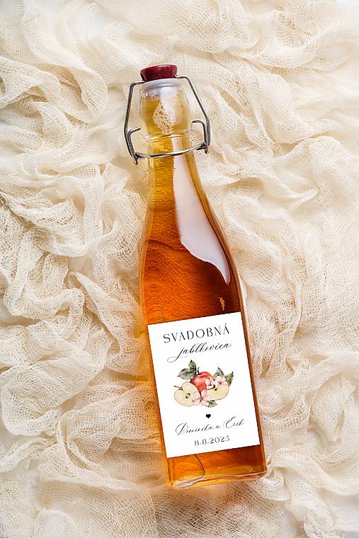 Úložné priestory & Organizácia - Nálepky na svadobnú pálenku 287 ilustrácia jablka - 17733311_