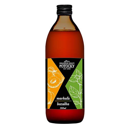 Sirupy - Marhuľa/bazalka Remeselný sirup 500ml - 17733885_
