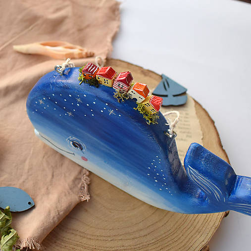 Dekorácie - Modrá rozprávková veľryba - 17734214_