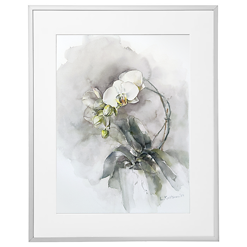 Obrazy - Originálna akvarelová maľba "White Orchid" - 17734052_