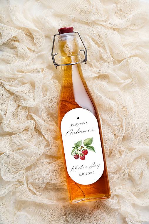 Úložné priestory & Organizácia - Nálepky oválne na svadobnú pálenku 289 ilustrácia malina - 17736011_