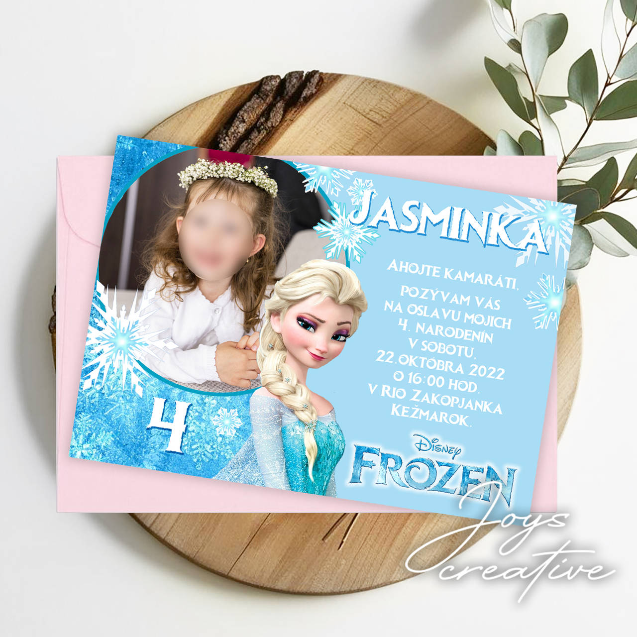 Pozvánka na narodeniny Frozen, Elsa, Ľadové kráľovstvo (s fotkou)