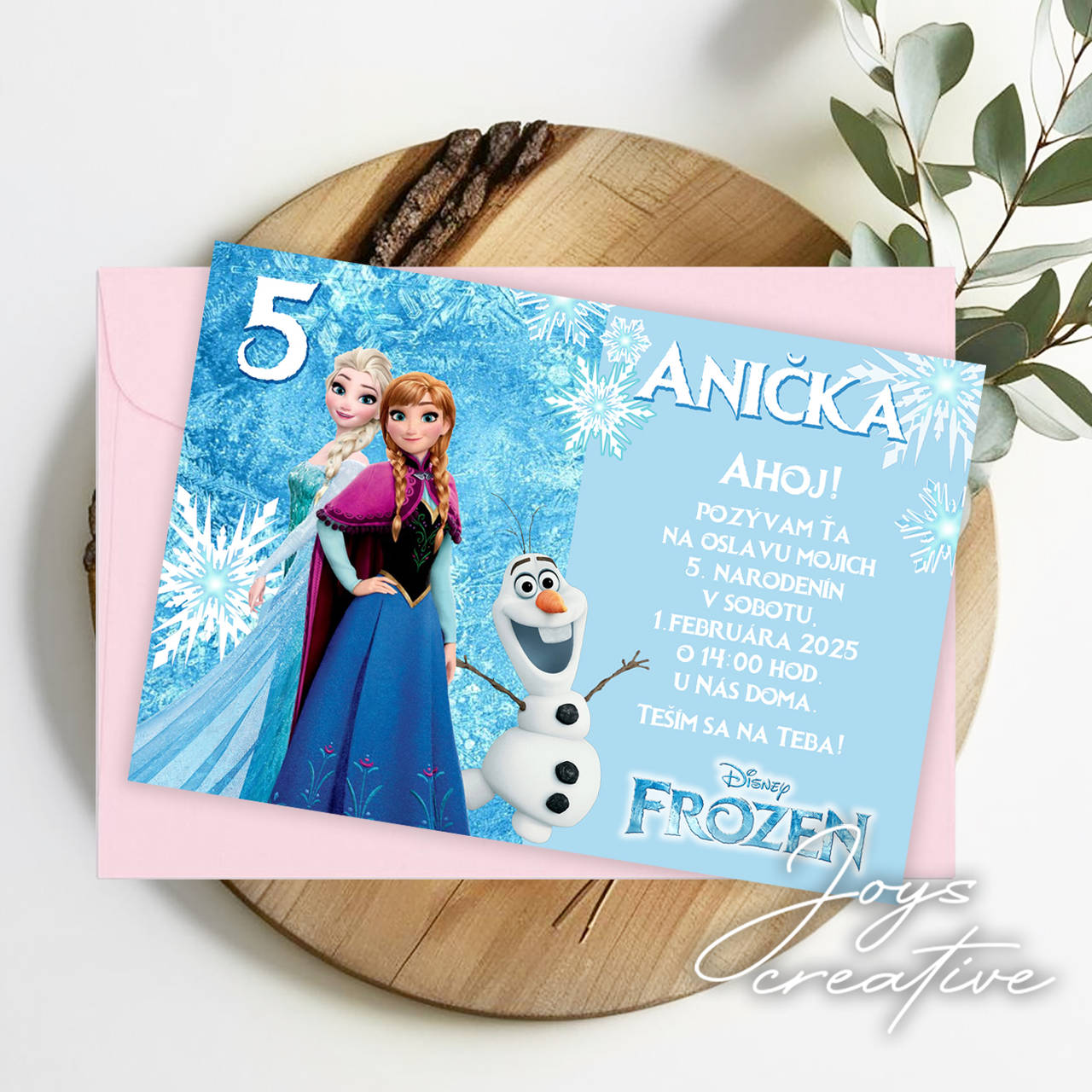 Pozvánka na narodeniny Frozen, Elsa, Ľadové kráľovstvo (bez fotky)