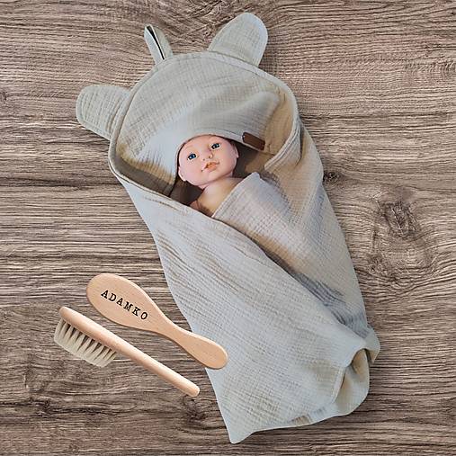 Detský textil - Jemná detská osuška z mušelínu MACKO + DARČEK - 17734690_