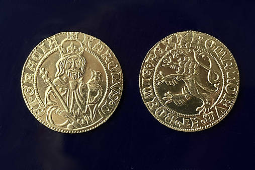 Hračky - 042-94 Dukát Karla IV.  – mosadz - 17734454_