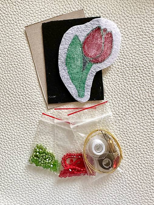 Kurzy - DIY sada brošňa tulipán - 17736008_