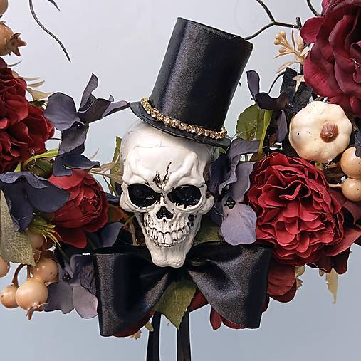 Dekorácie - Veniec s lebkou Halloween - 17737931_