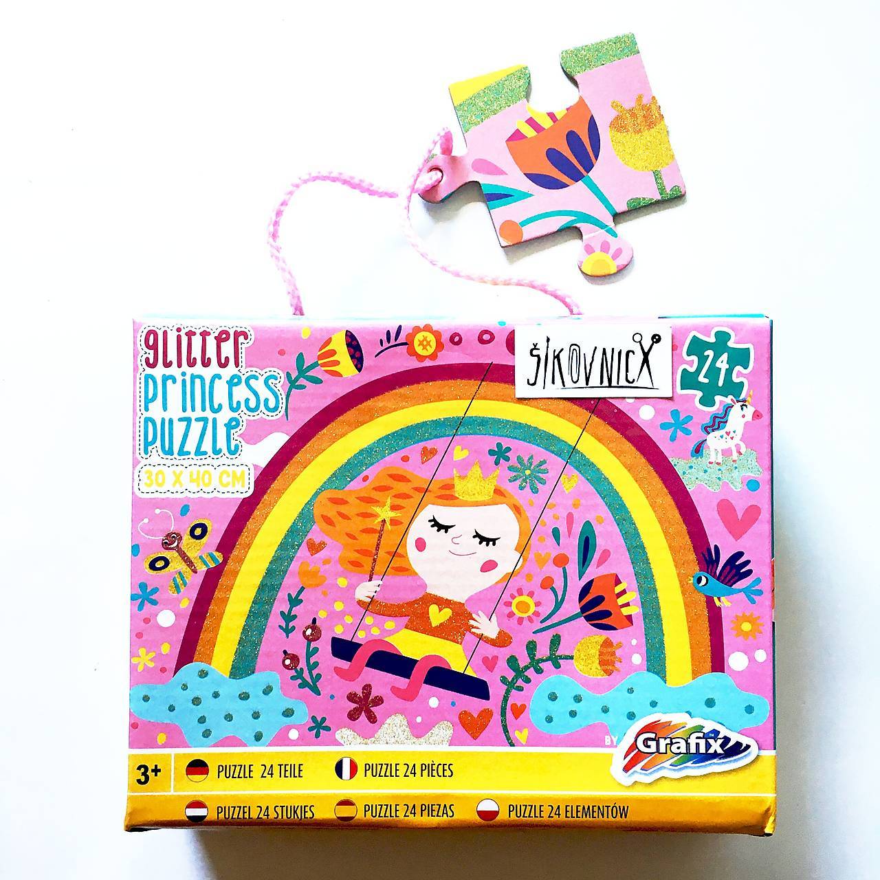 -50% puzzle princezná, s trblietkami, 24 dielov(30x40 cm), pôvod. cena 7€
