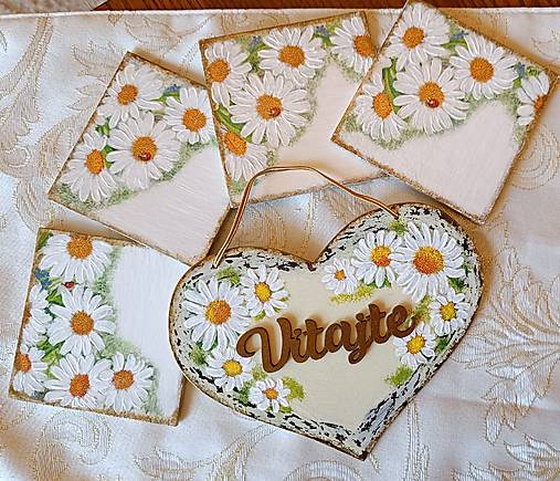 Príbory, varešky, pomôcky - Podšálky s margarétkami - 17738314_