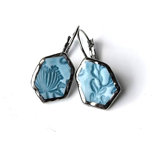 Náušnice - Tyrkysová záhradka- porcelánové náušnice - 17737663_