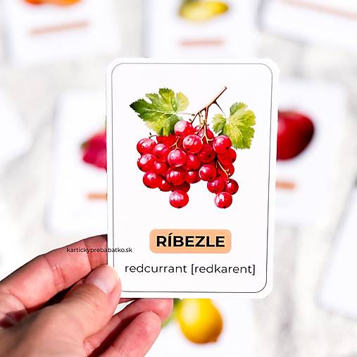 Hračky - Komunikačné kartičky - dvojjazyčné (Ovocie a zelenina (52ks)) - 17738290_