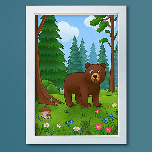 Obrazy - Medveď Rudko - obrázok do detskej izby  - 17737135_